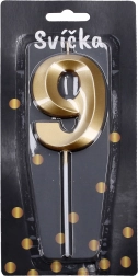 Gouden feestkaars - nummer 9