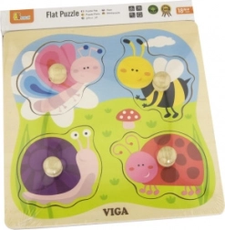 Viga wooden peg puzzle Meadow animals with knobs
