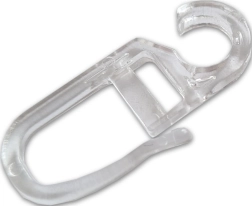 Transparent curtain hooks, plastic, pack of 10 pcs