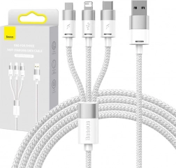 Ladekabel 3‑in‑1 Baseus StarSpeed, USB‑C + Micro USB + Lightning, 3,5 A, 1,2 m, weiß