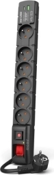 Seznamovač S6 USB A+C 3M with 6 outlets, black