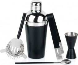 Bar set with black stainless steel shaker, 5-piece