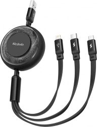 Kabel 3-in-1 USB zu USB-C / Lightning / Micro USB schwarz