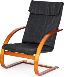 Finnischer Schaukel-Loungesessel ModernHome fürs Wohnzimmer – schwarzer Stoff, Walnussholz