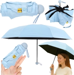Compact folding umbrella with UV protection UPF 50+ 90 cm – blue, with case