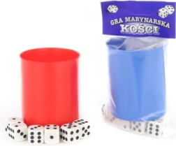 Dice with cup (6 pcs) in 2 colors - 1 set