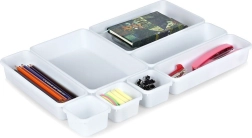 Organiseur de tiroir blanc modulaire, lot de 8 pièces