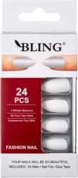 Künstliche Nägel, BLING Fashion Nail Tips (24 Stk) – weiß, matt