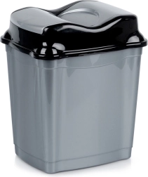 Plastic trash bin with swing lid 16 L, gray