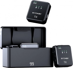 Draadloze microfoon BLITZWOLF BW‑SX63 met oplaadetui (zwart)