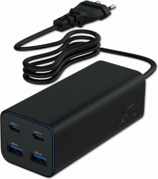 Universele oplader 100W GaN 2xUSB-A 2xUSB-C snel opladen zwart