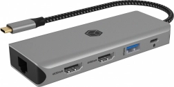 USB‑C 9‑in‑1 Docking Station with 2× HDMI 4K/60 Hz, 3× USB, 100W Power Delivery, Gigabit LAN and Card Reader