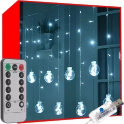 Lichtervorhang mit hängenden Kugeln, 108 LEDs mit Fernbedienung, Kaltweiß, USB