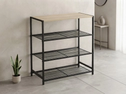 4-tier shelf unit 60 × 30 × 63.5 cm, black with a light top board