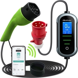 Portable Wi‑Fi EV Charger Type 2, 22 kW, 400 V, LCD, 7 m – Qoltec