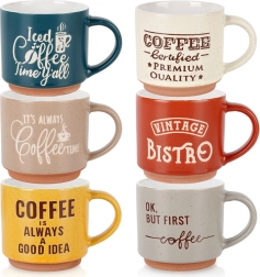 Set of ceramic mugs 230 ml, 6 pieces