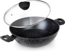 Deep granite frying pan with glass lid BLACK LINE 28 cm, 3.5 l