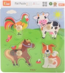 Wooden peg puzzle with farm animals