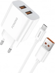 Schnellladegerät FONENG 2× USB 12 W mit Micro‑USB‑Kabel