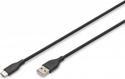 Silicone USB-A to USB-C Cable, USB 2.0 60W, 2m Black