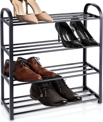 Metal black shoe rack, 4-tier, 49.5 × 18.5 × 56.5 cm