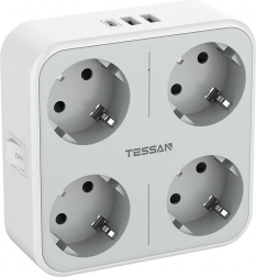 Tessan Socket Adapter with USB-C and USB-A ports