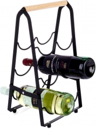 Metal wine rack for 6 bottles, black, 21 × 38 cm