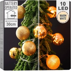 Lichtgevende kerstballen 10 LED, goud, 4 cm