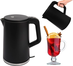 Travel cordless electric kettle 1.7 L, 1500 W, swivel base, black