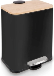Slim stainless steel pedal bin, black, 5 L