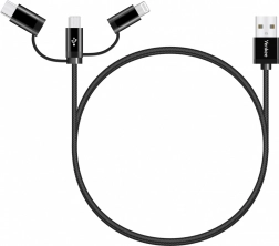Universele 3-in-1 oplaadkabel met USB‑C-, Micro‑USB- en Lightning‑connectoren