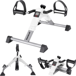 Pédalier de rééducation pliable 2-en-1 avec écran LCD blanc