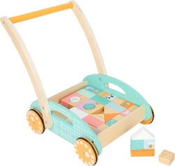 Small Foot Wooden Walker Cart with Pastel Blocks