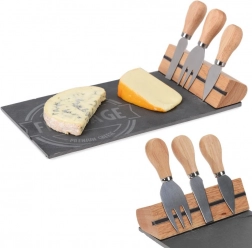 Stone Cheese Serving Board with Knives, 4‑Piece Set