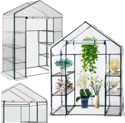 Mini Gewächshaus mit PVC-Folie und 4 Ablagen