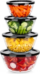 Glas-Schüsseln mit Deckeln 4 Stück 750 ml, 1 l, 1,5 l, 2 l