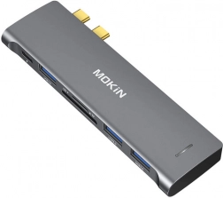USB‑C HUB 6-in-2 für MacBook MOKIN (silber)