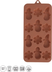 Moule en silicone pour chocolat Noël 12 formes marron - 1 pièce