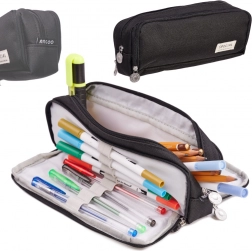 Schuletui mit drei Fächern 3-in-1 – Schwarz