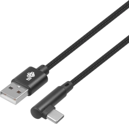 USB auf USB-C Kabel 1,5m mit rechtem Winkel, schwarzes Geflecht