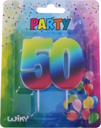 Rainbow birthday candle number 50 with stand