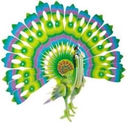 Puzzle 3D en bois Paon coloré