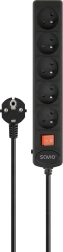 Surge-protected power strip 5× Schuko, 3 m with switch