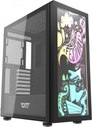 PC-Gehäuse Darkflash DK210 Graffiti, gehärtetes Glas, ATX, schwarz