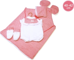 Llorens Outfit für die Puppe New Born 40–42 cm, 3‑teiliges Set mit Unterlage mit Öhrchen
