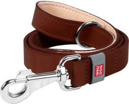 Leather dog leash WAUDOG, 20 mm, 122 cm, brown