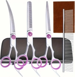 Professional grooming scissors set for dogs and cats with comb and case