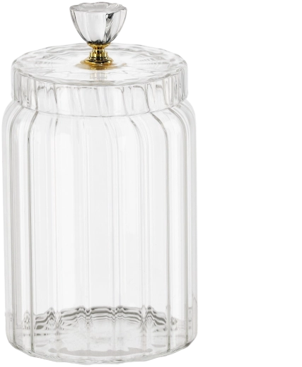 Decoratieve glazen voorraadpot met ribbels 1,2 l