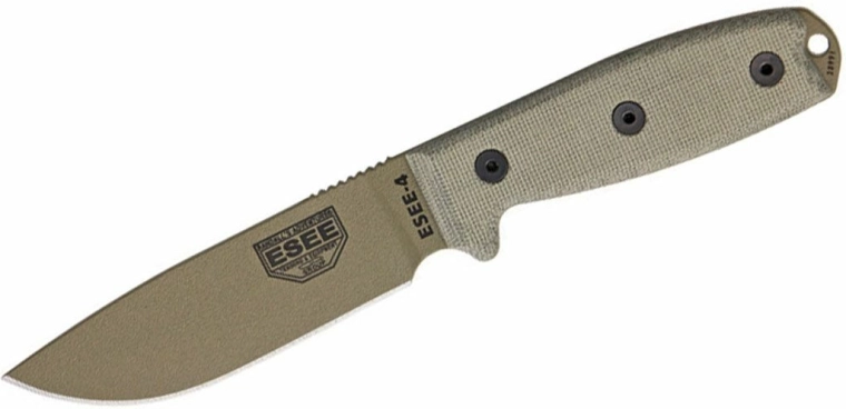 Universalmesser ESEE 4 Dark Earth mit Micarta-Griff und MOLLE-Scheide
