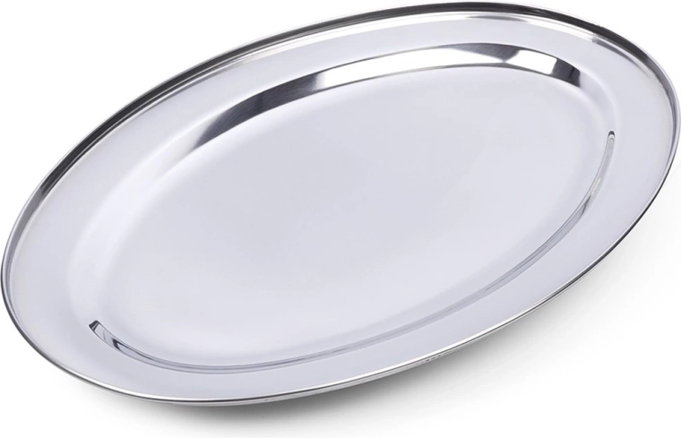 Stainless Steel Oval Serving Tray 44 × 29 cm